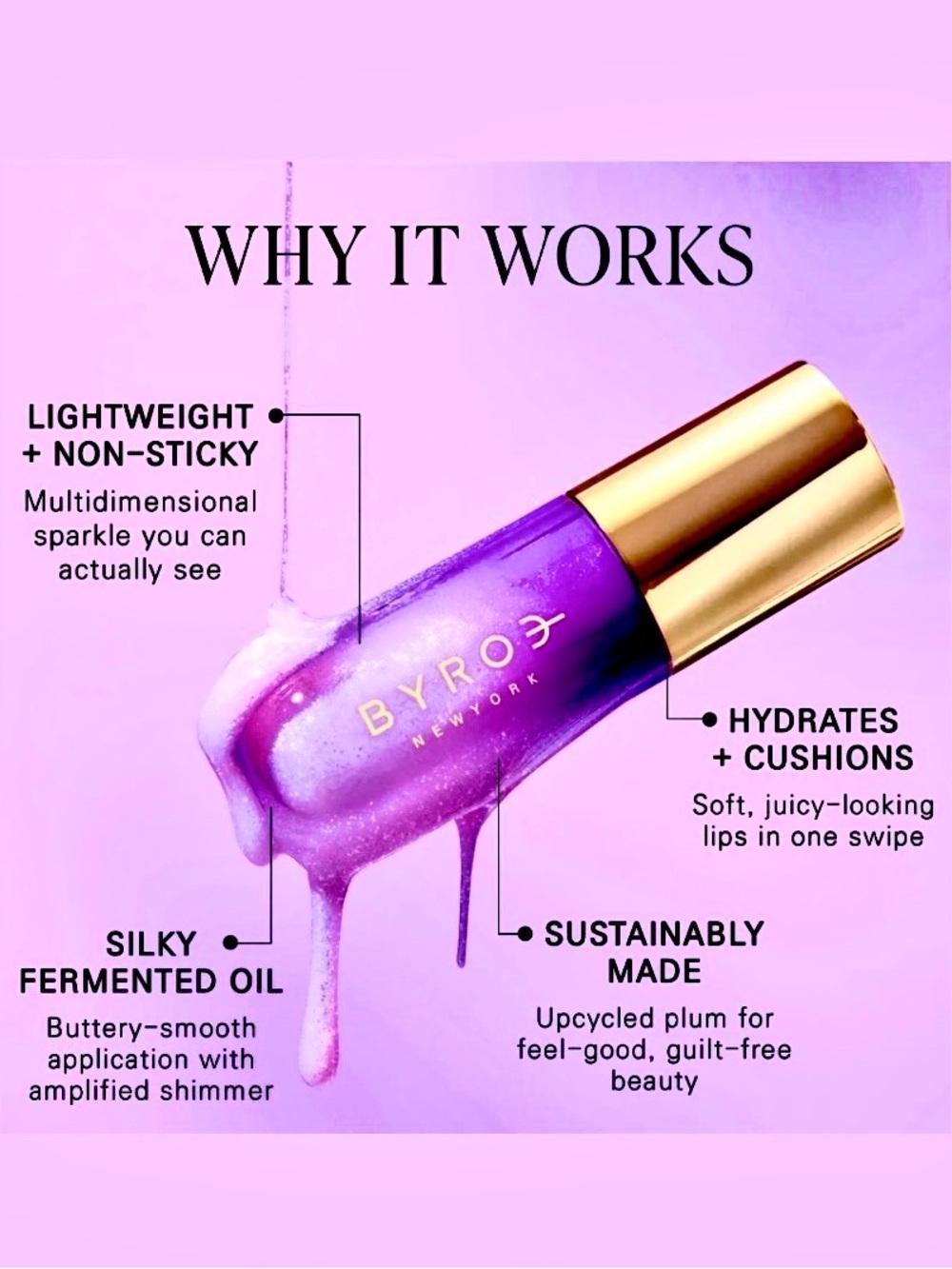 BYROE SUGAR PLUM SHIMMER LIP OIL - Picture 2 of 12